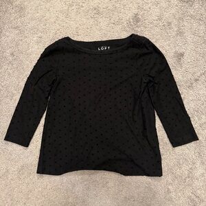 Loft black polka dot quarter sleeve top (XS)